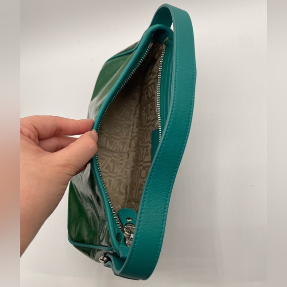 SOLD Authentic HTF Ferragamo turquoise leather trim pouchette - Picture 9 of 11